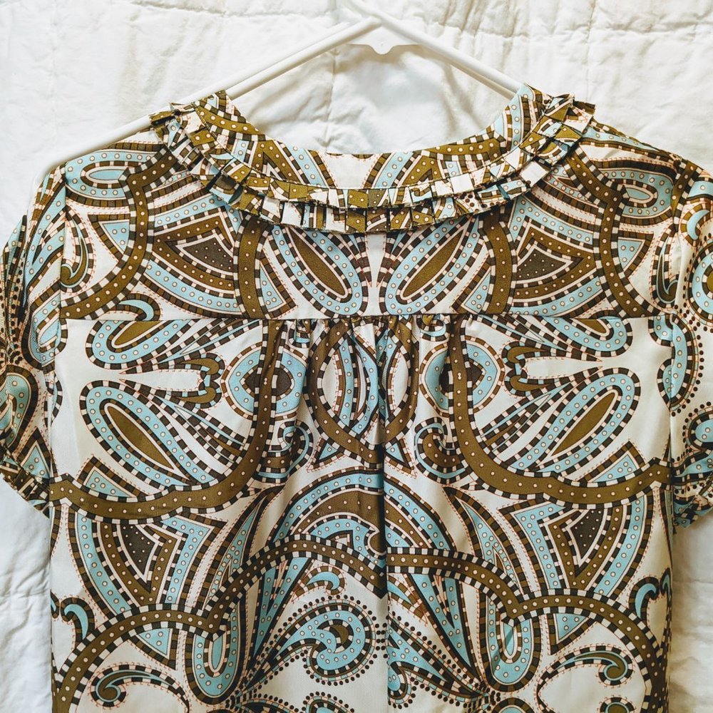J Crew "vintage" silk blue and brown dress - Picture 6 of 13